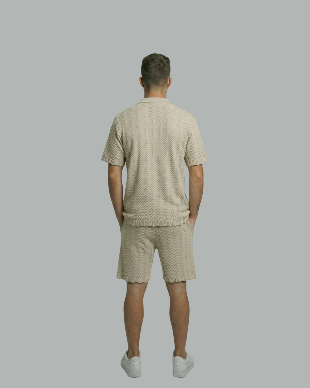 Textured Short Sleeve Sweater Set