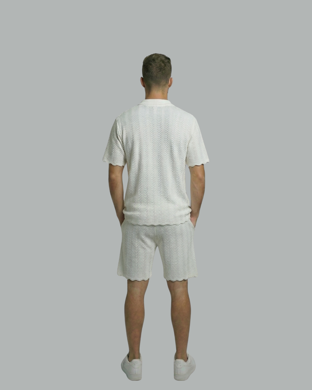 Textured Short Sleeve Sweater Set