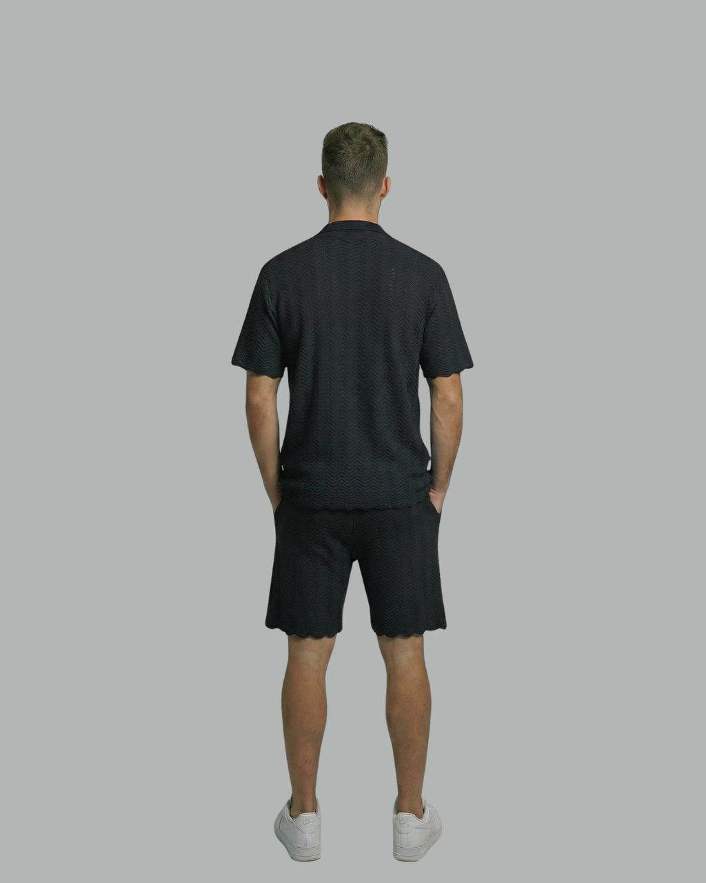 Textured Short Sleeve Sweater Set