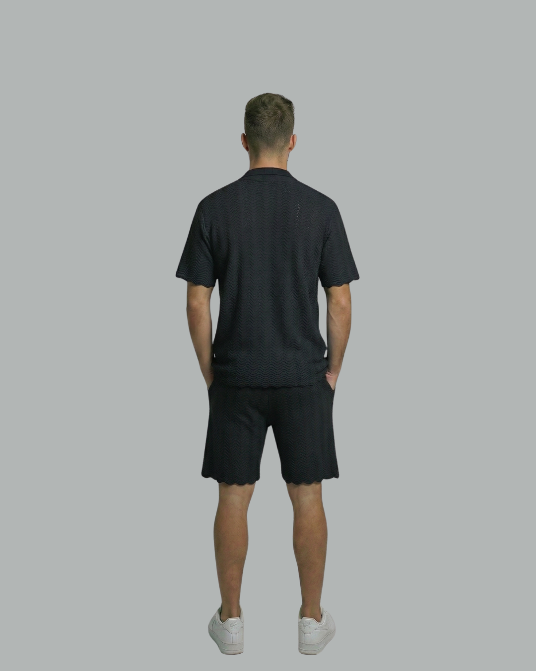 Textured Short Sleeve Sweater Set