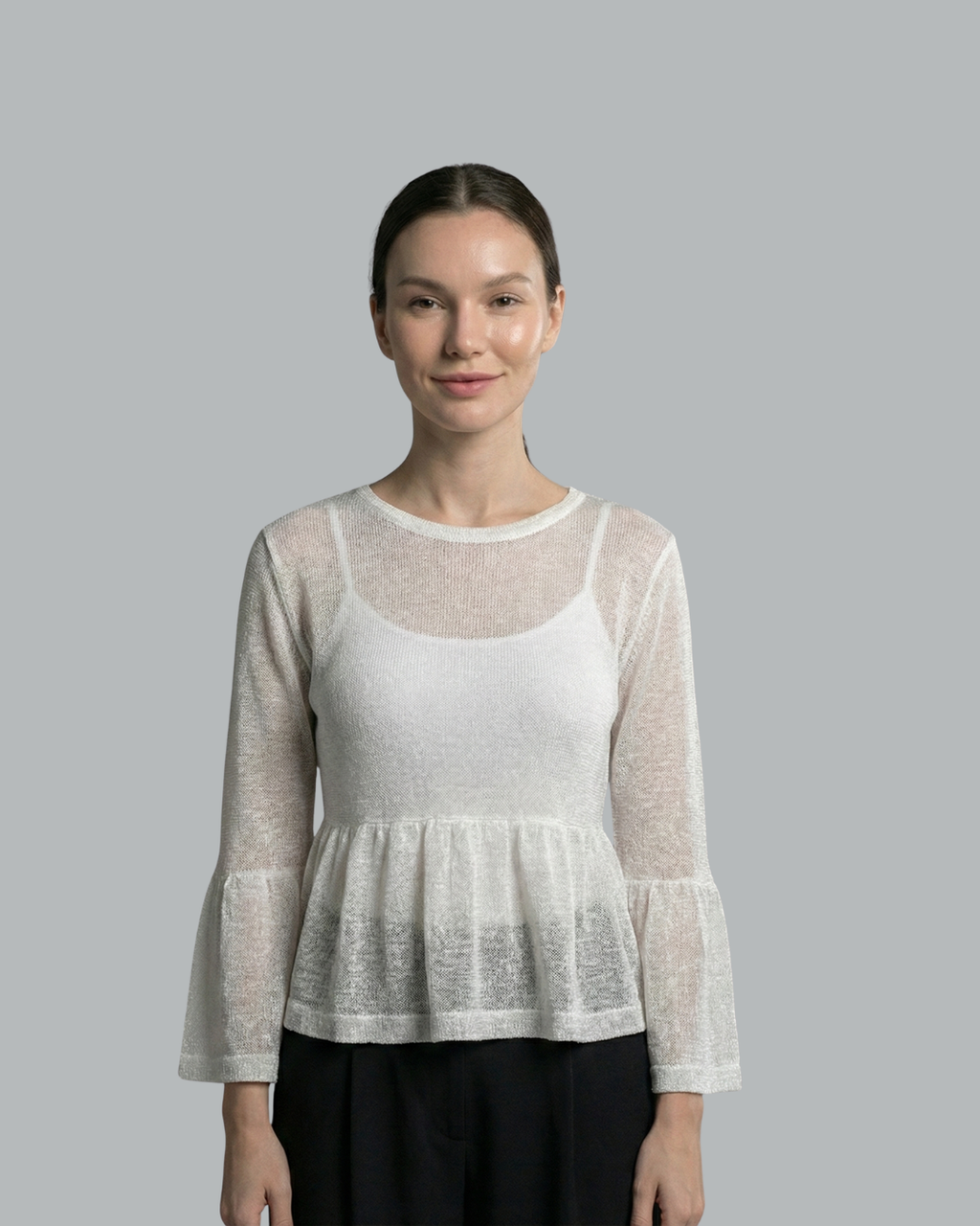 Textured Knit Peplum Pullover