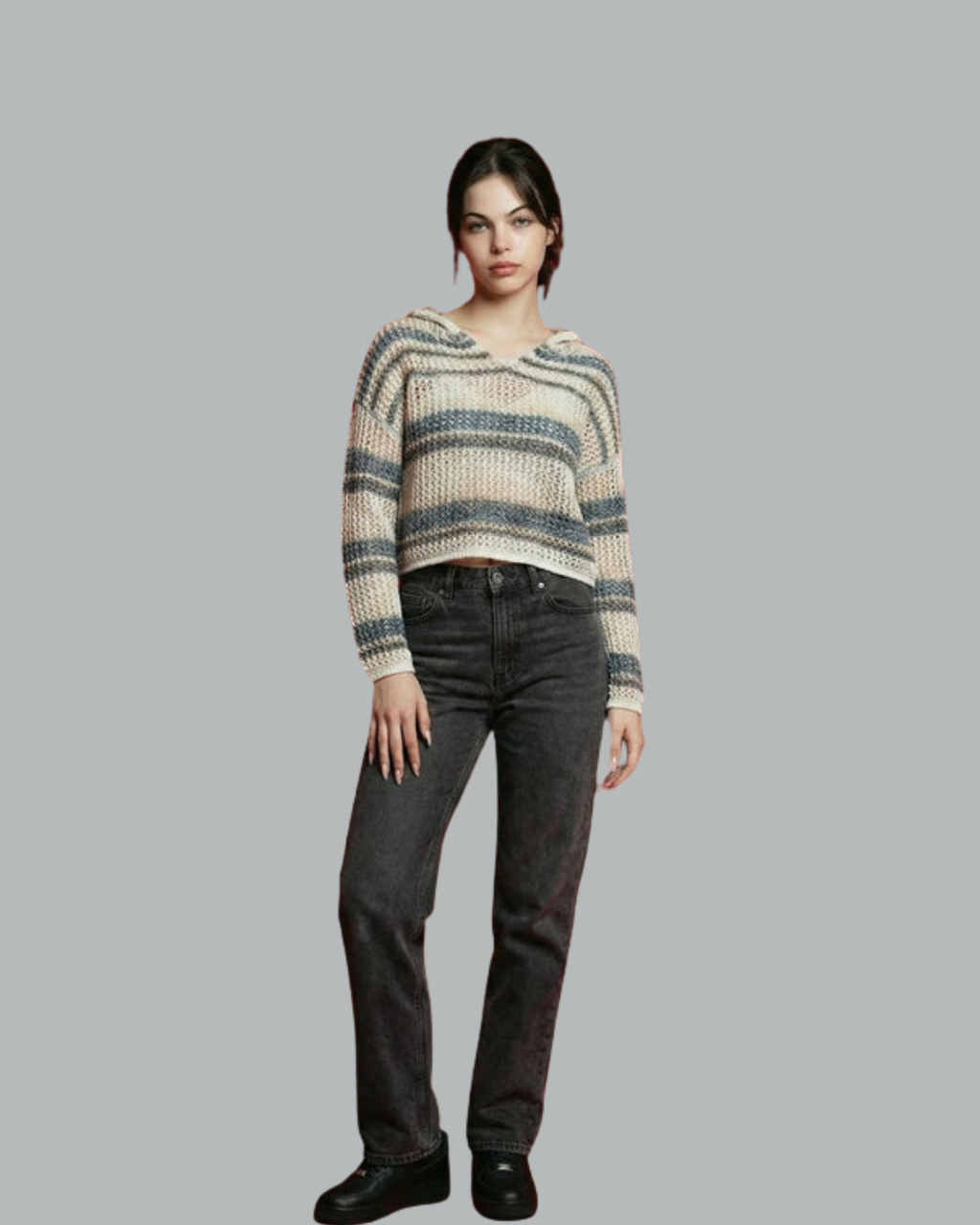 Striped Knit Hoodie