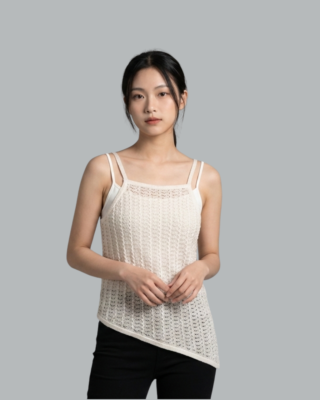 Pointelle Knit Cami Tank Top