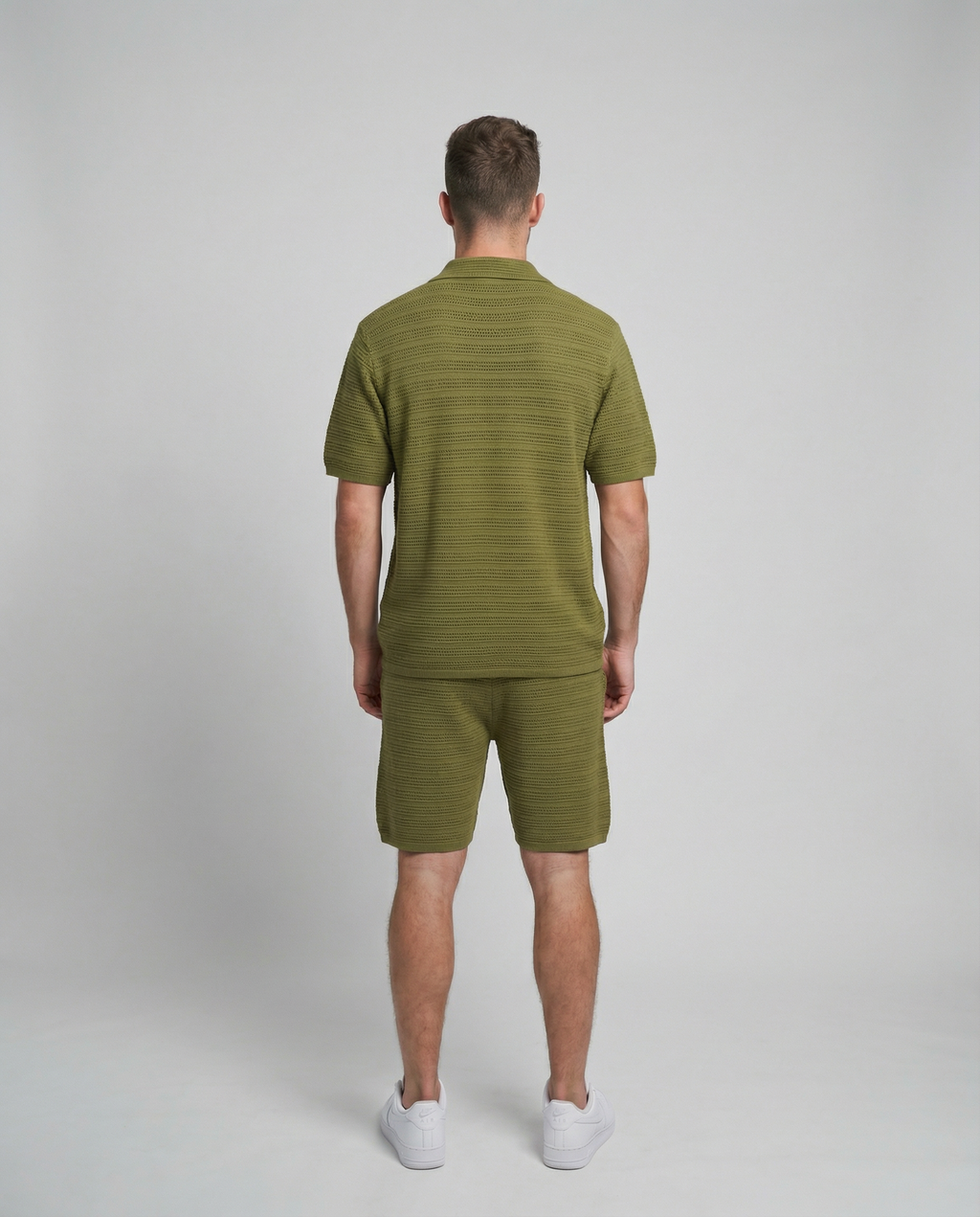 Micro-Mesh Textured Short Sleeve Sweater