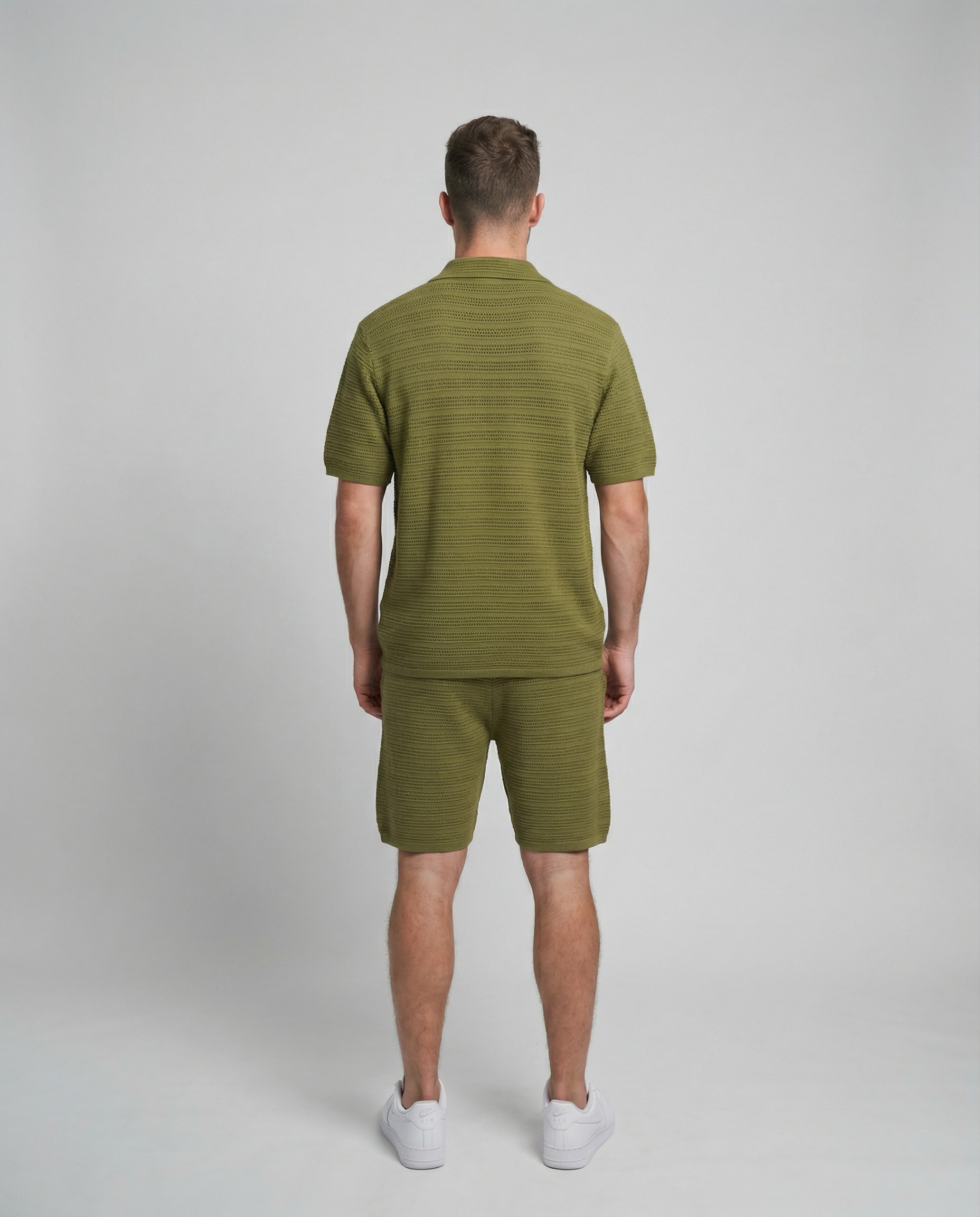 Micro-Mesh Textured Short Sleeve Sweater