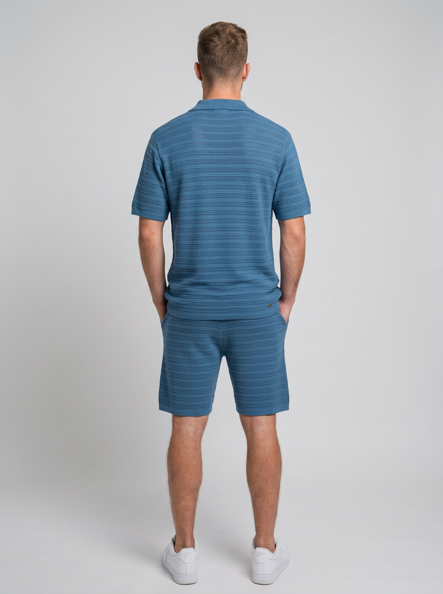 Micro-Mesh Textured Short Sleeve Sweater