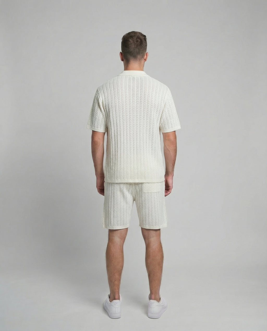 Diamond-Textured Short Sleeve Sweater