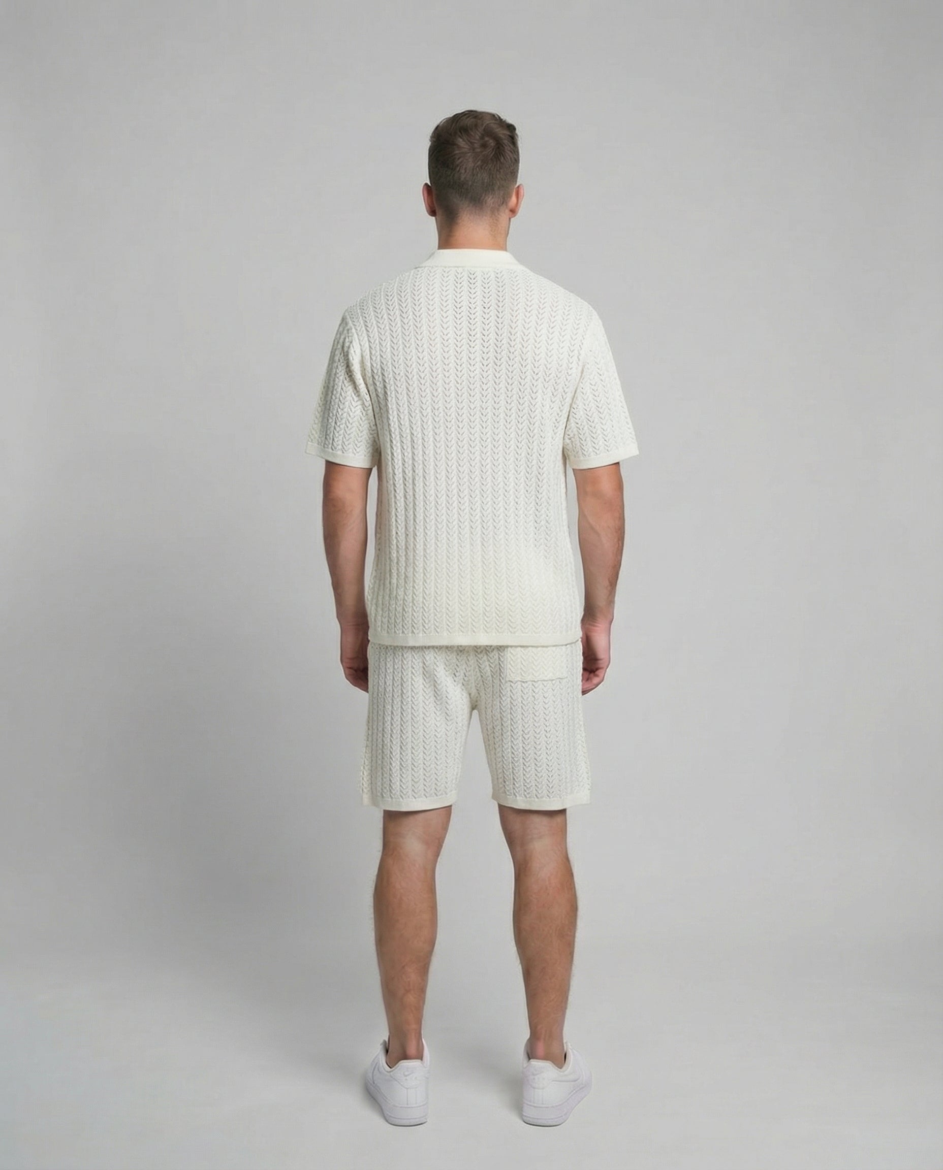 Diamond-Textured Short Sleeve Sweater