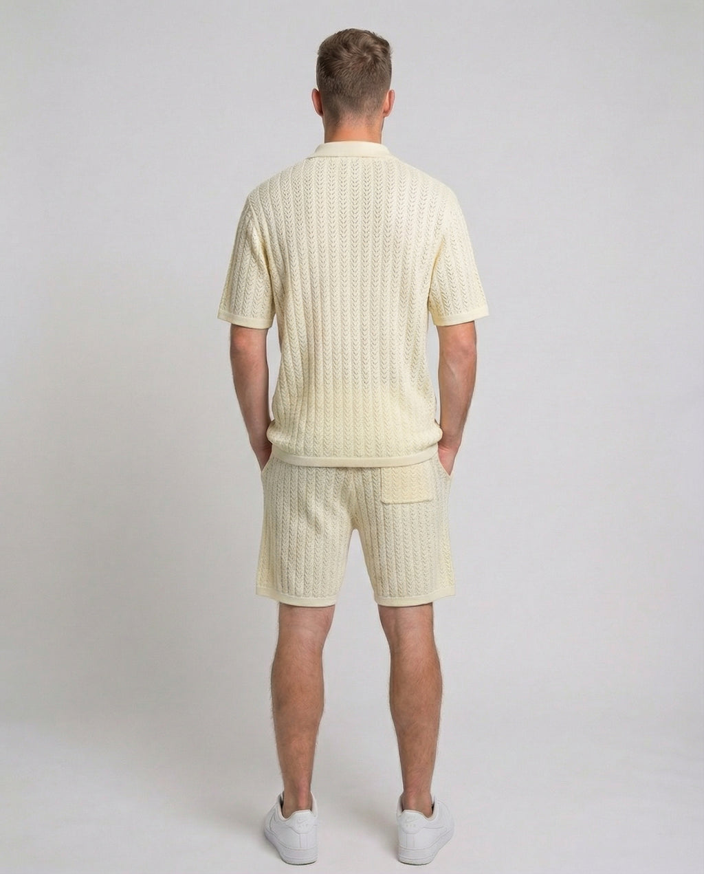 Diamond-Textured Short Sleeve Sweater