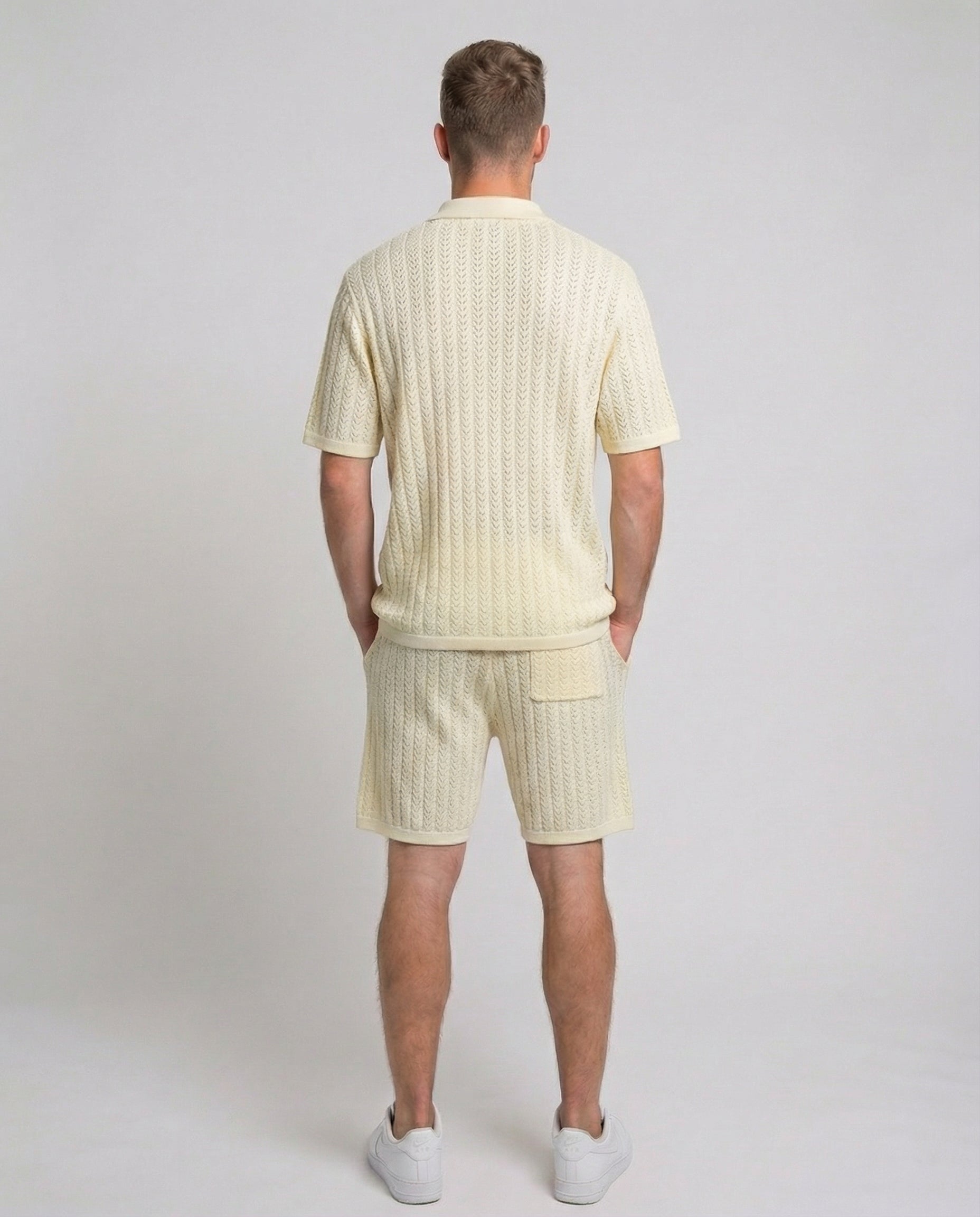 Diamond-Textured Short Sleeve Sweater