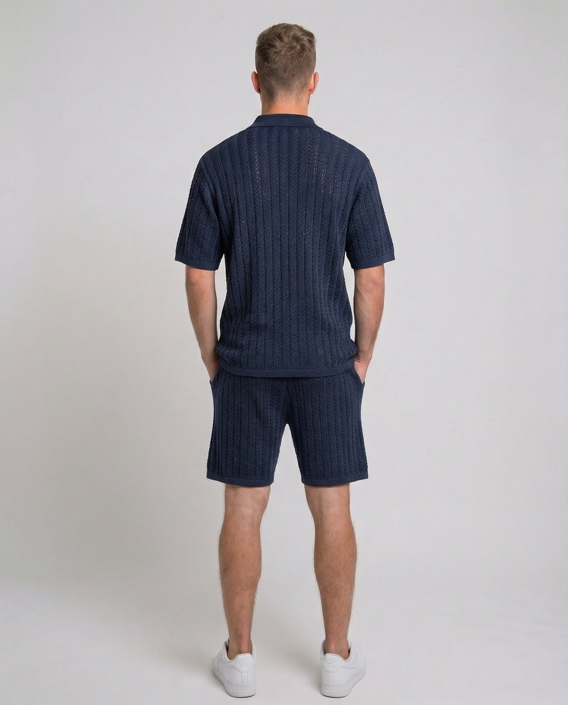 Diamond-Textured Short Sleeve Sweater