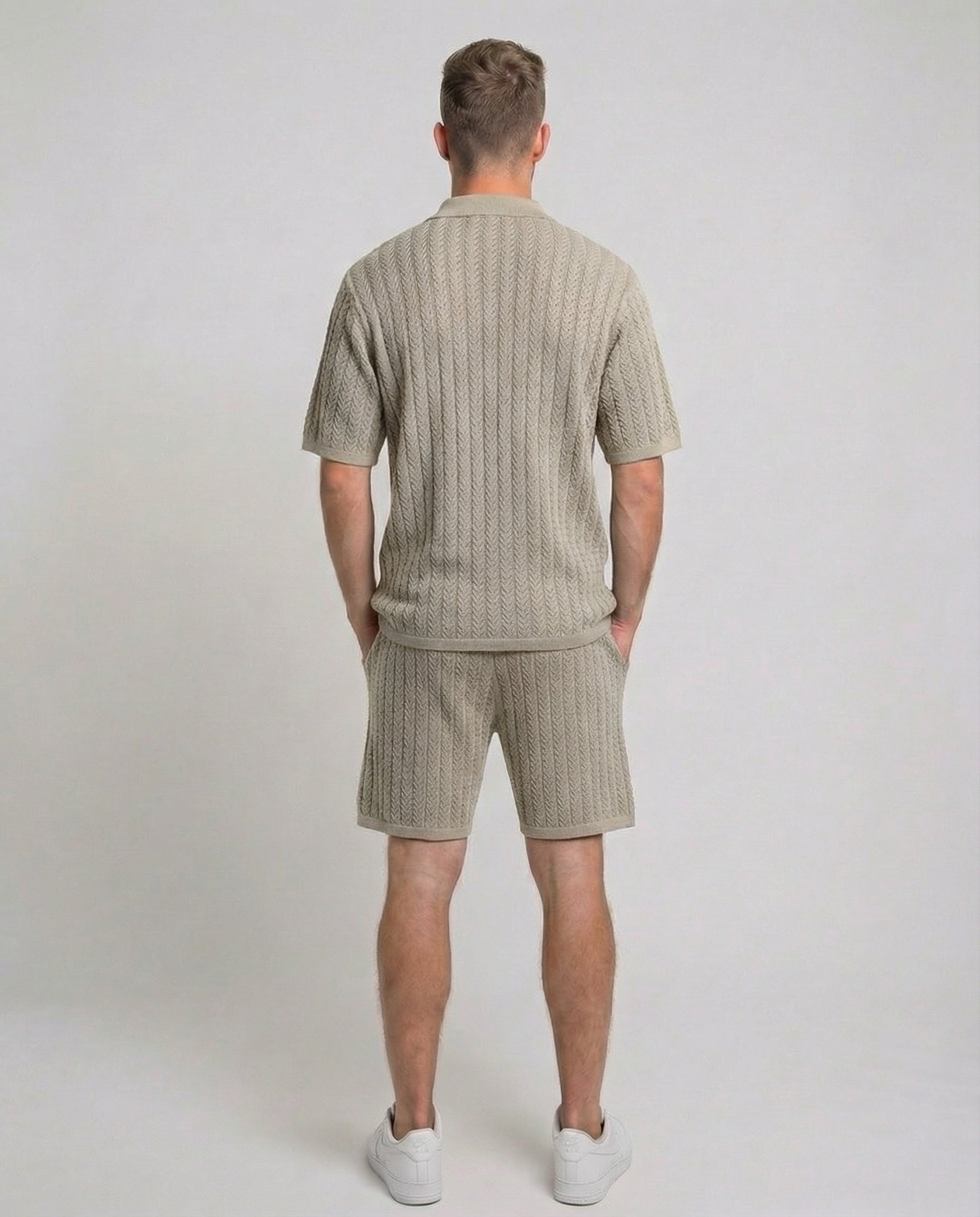 Diamond-Textured Short Sleeve Sweater