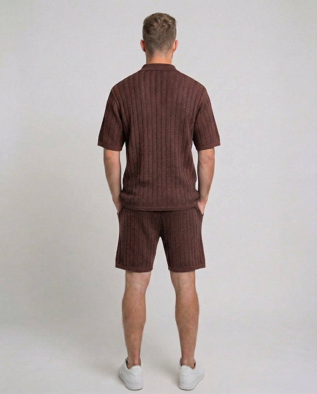Diamond-Textured Short Sleeve Sweater
