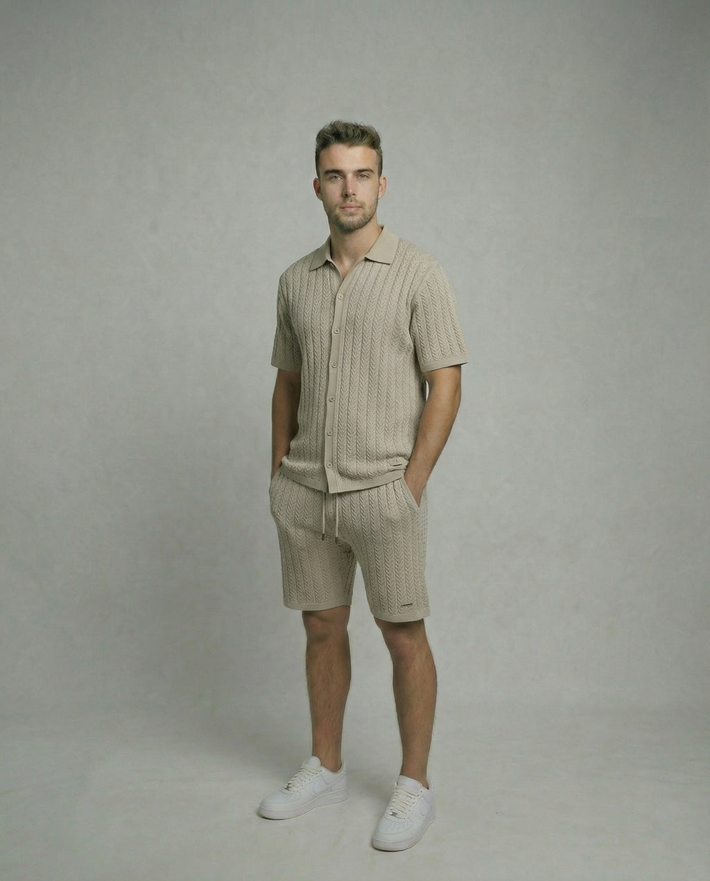 Diamond-Textured Short Sleeve Sweater