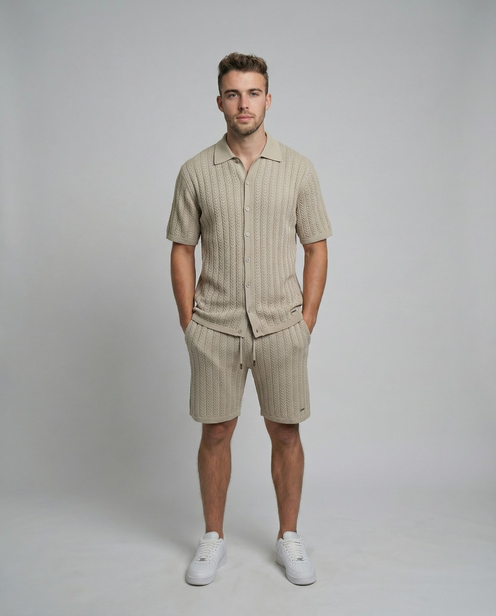 Diamond-Textured Short Sleeve Sweater