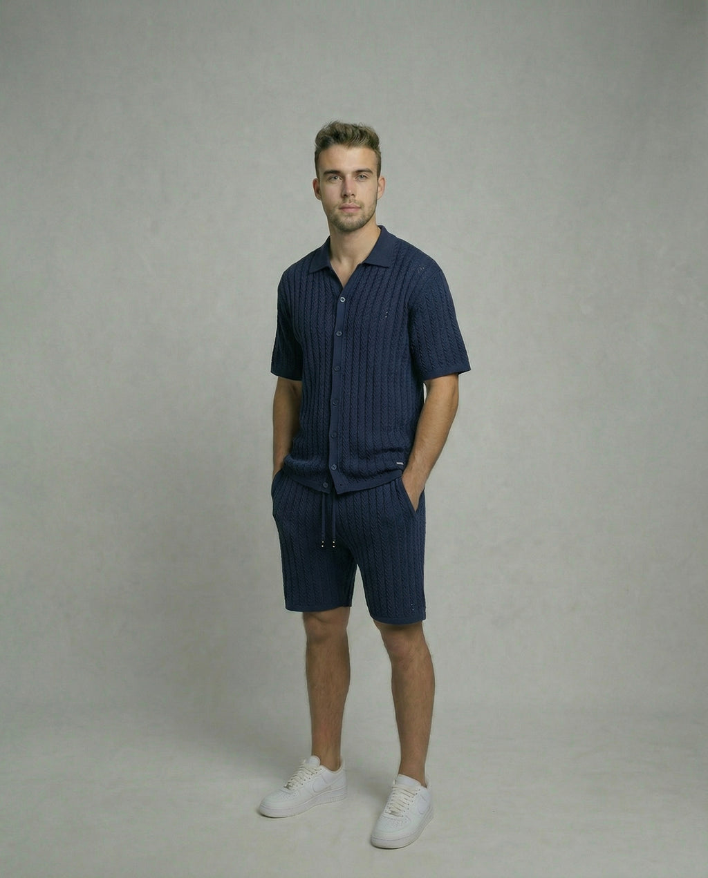 Diamond-Textured Short Sleeve Sweater