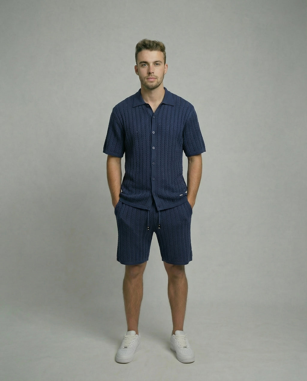 Diamond-Textured Short Sleeve Sweater