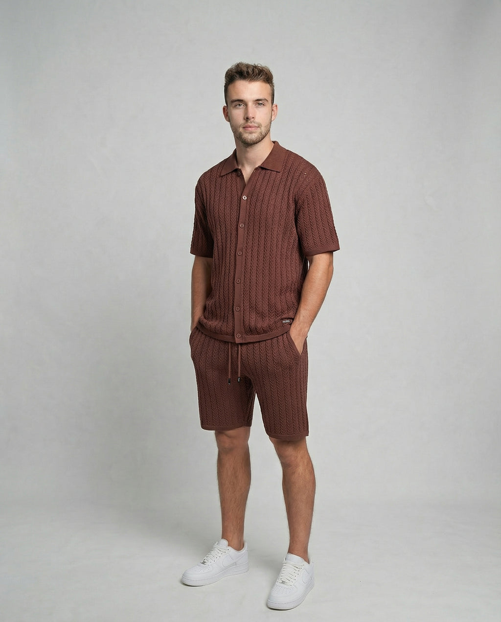 Diamond-Textured Short Sleeve Sweater