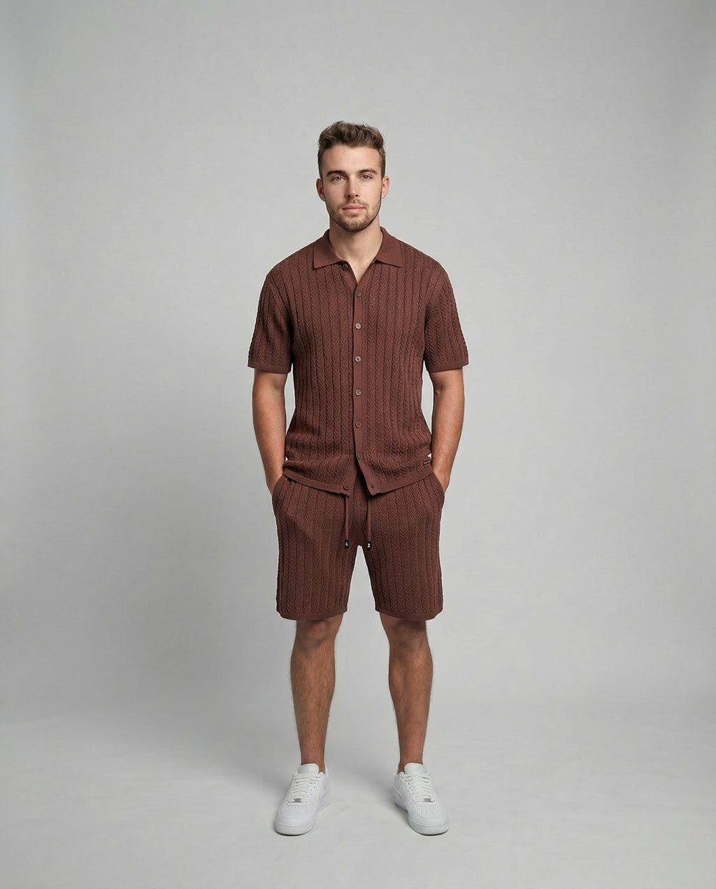 Diamond-Textured Short Sleeve Sweater