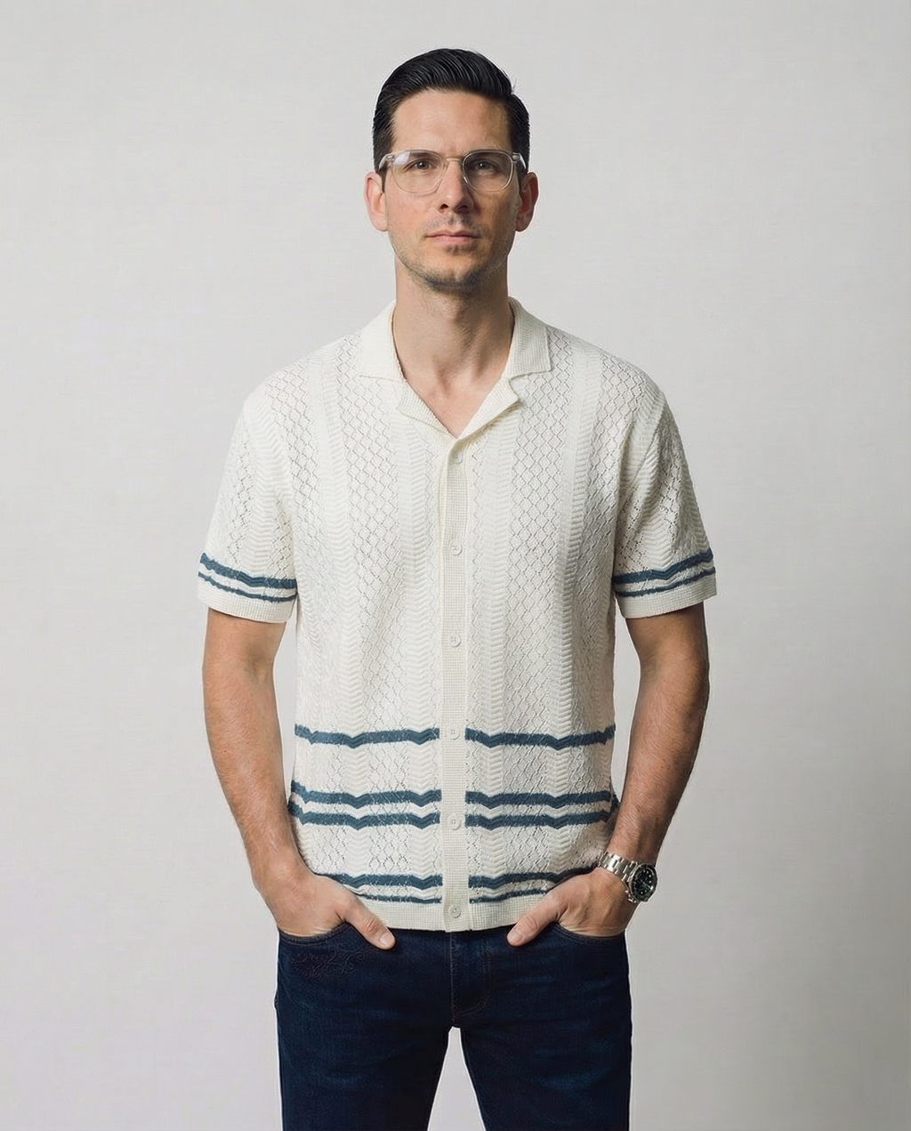 Pointelle Short Sleeve Sweater
