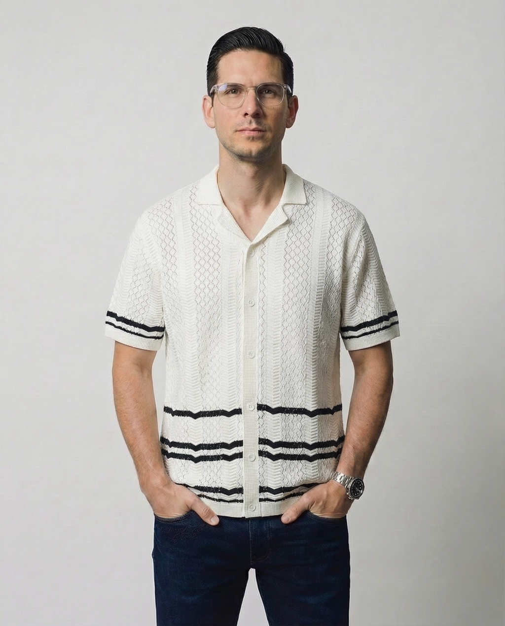 Pointelle Short Sleeve Sweater