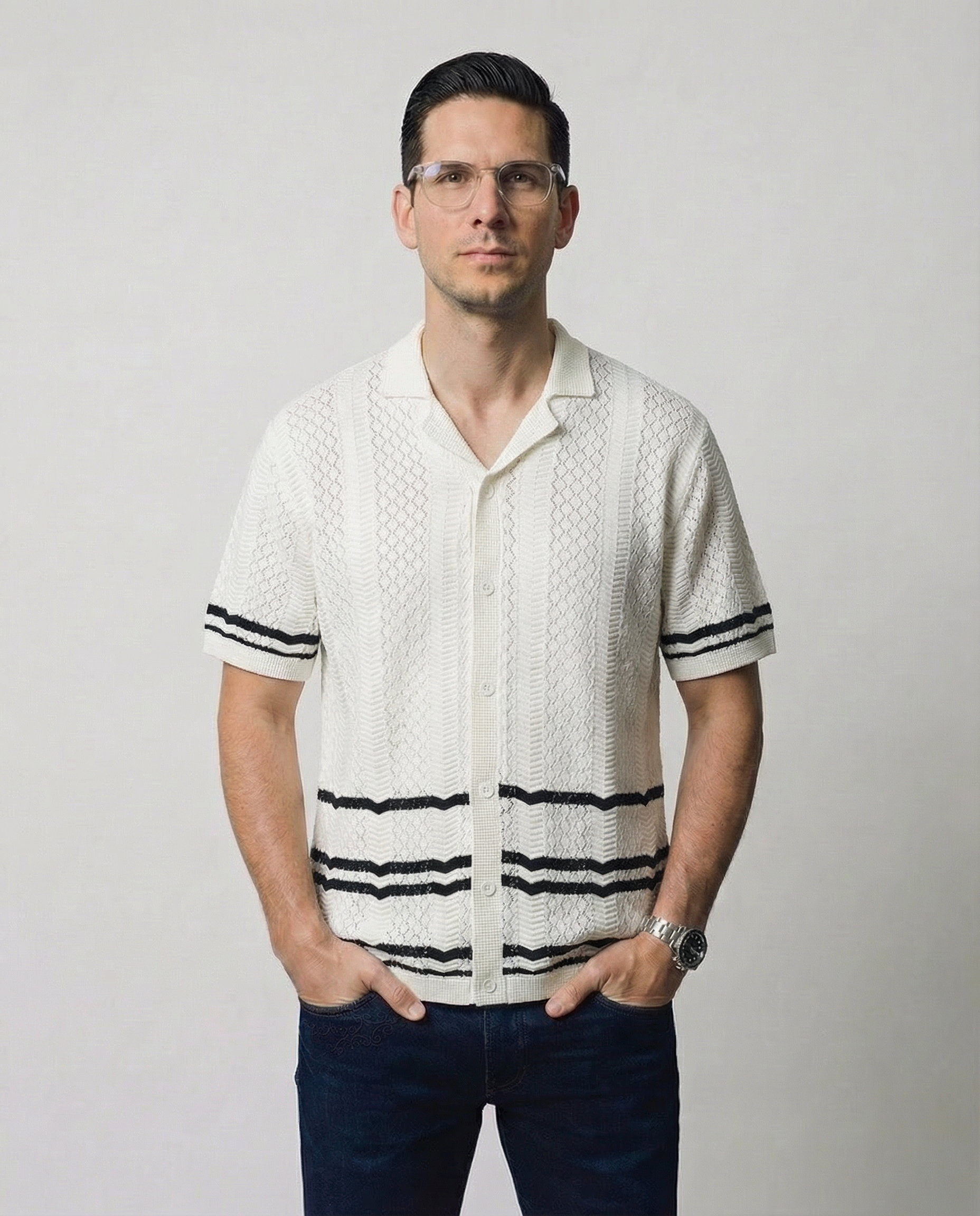 Pointelle Short Sleeve Sweater