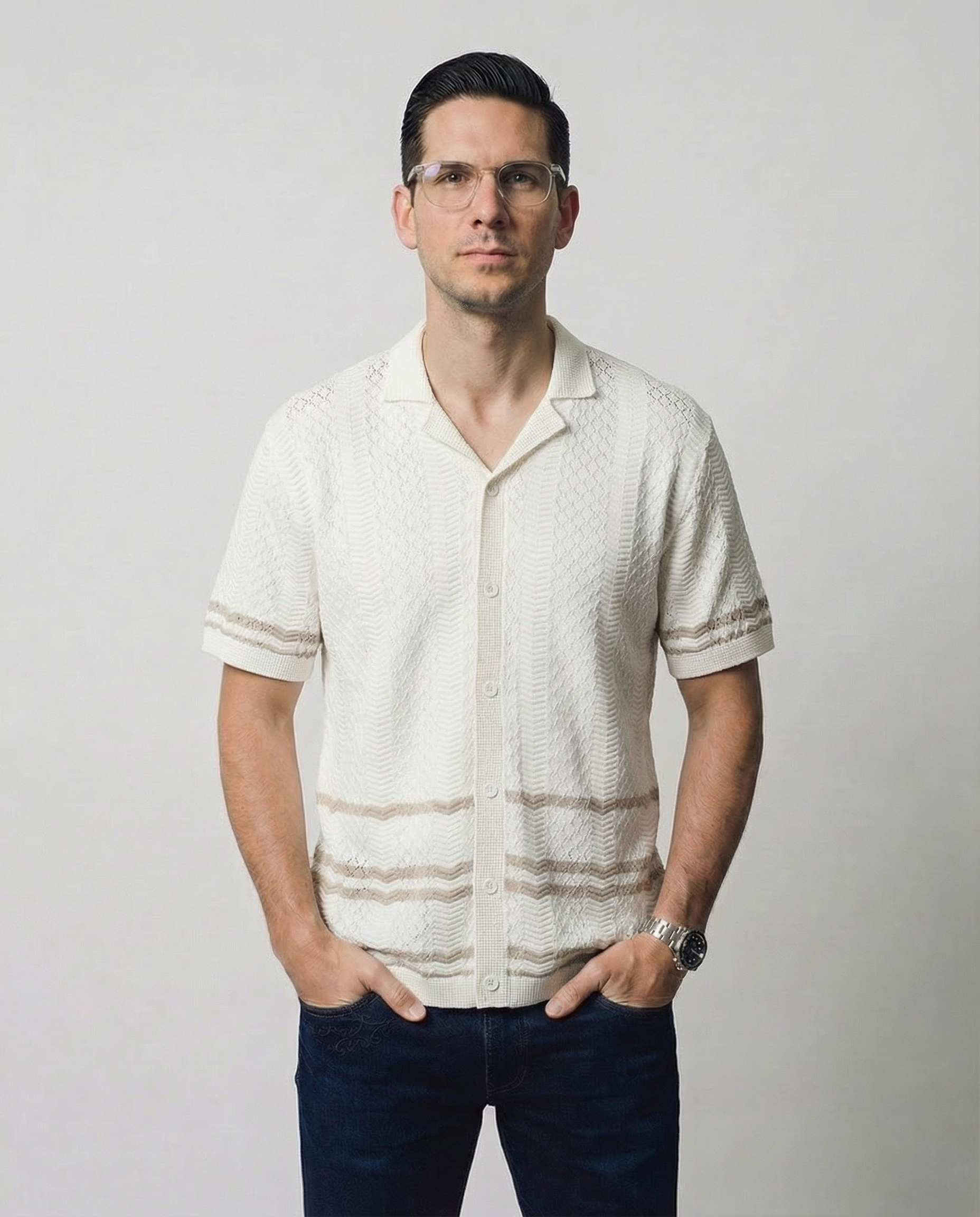 Pointelle Short Sleeve Sweater