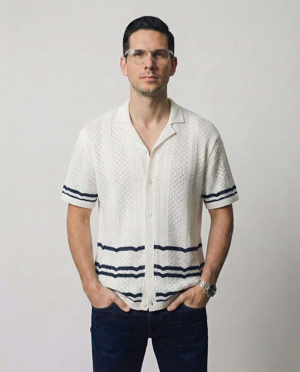 Pointelle Short Sleeve Sweater