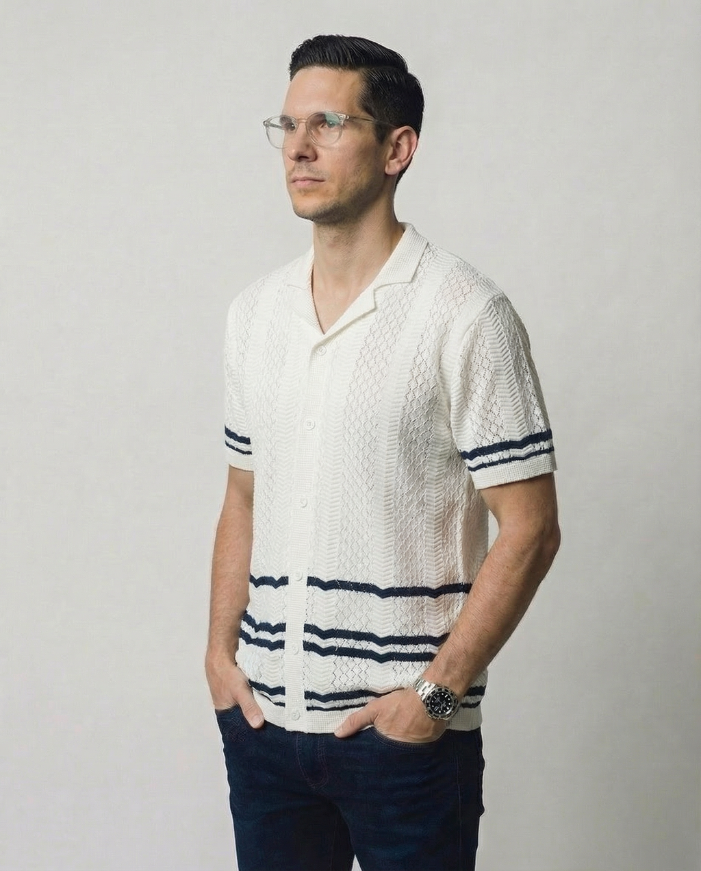 Pointelle Short Sleeve Sweater