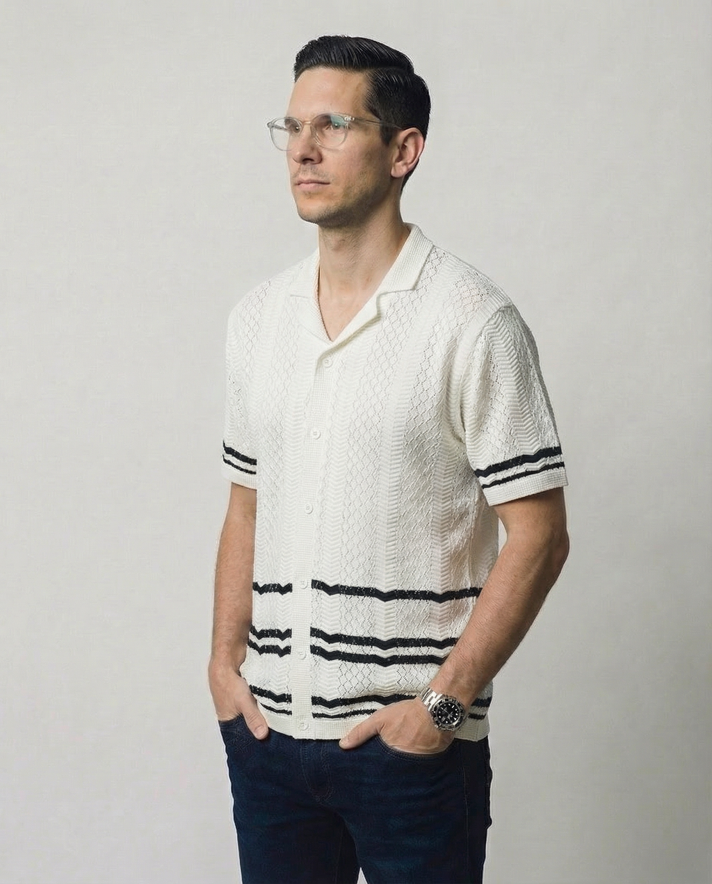 Pointelle Short Sleeve Sweater