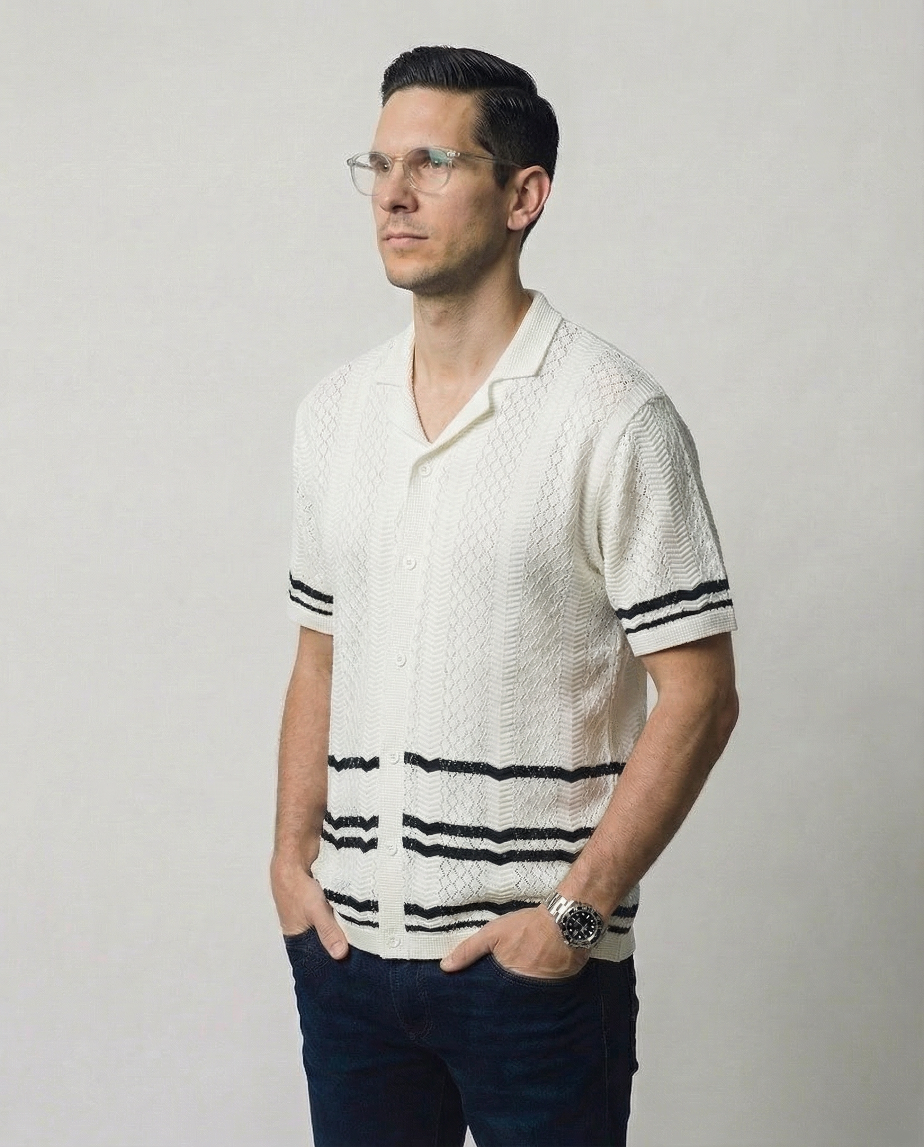 Pointelle Short Sleeve Sweater