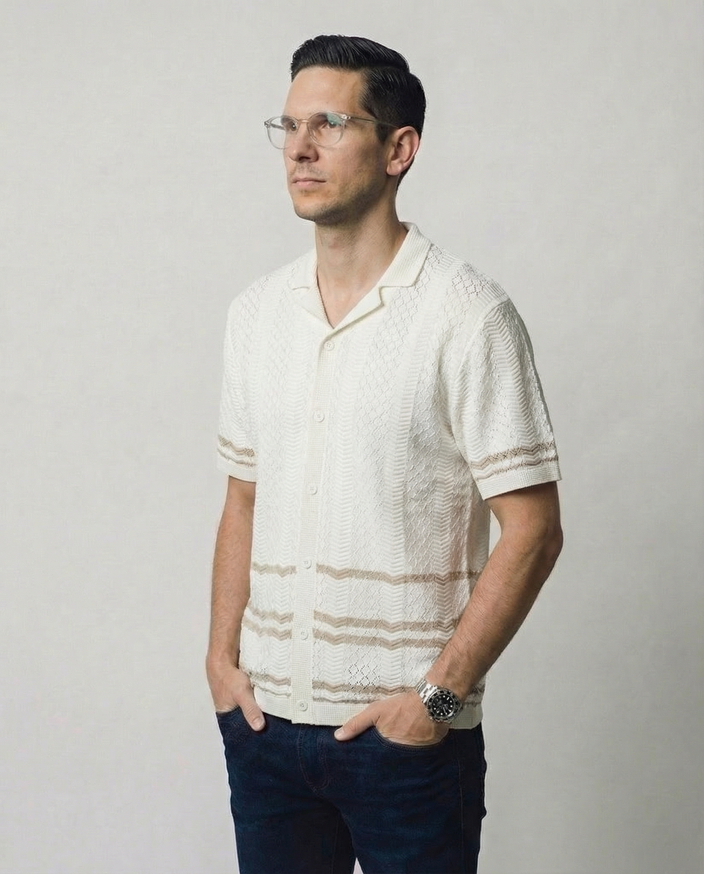 Pointelle Short Sleeve Sweater