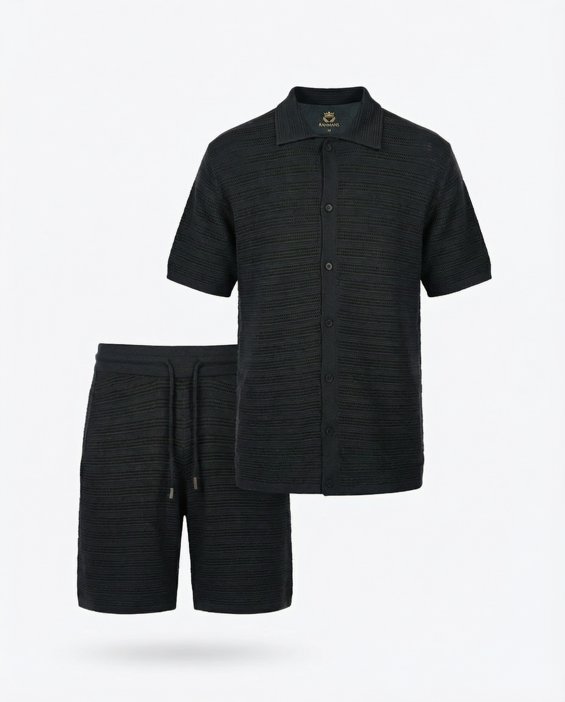 Micro-Mesh Textured Short Sleeve Sweater