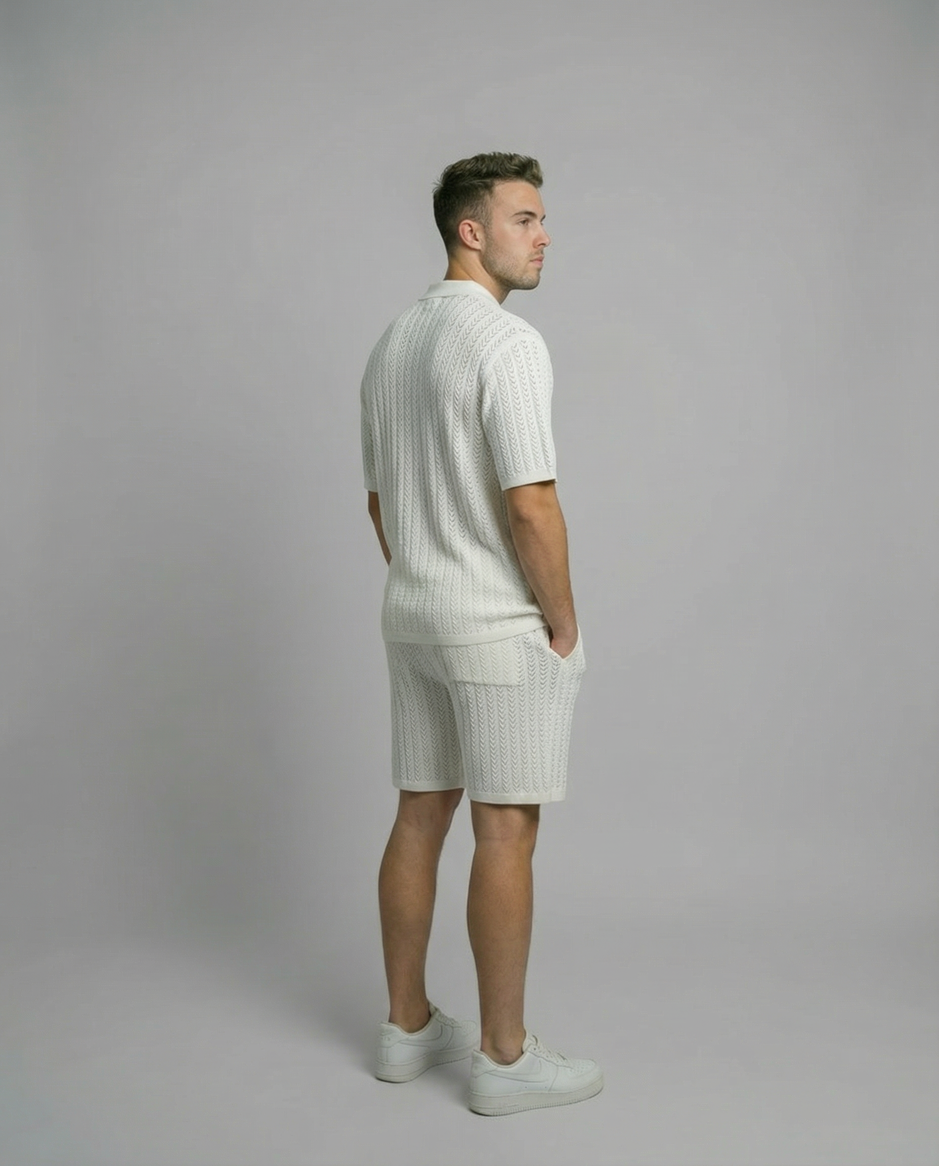 Diamond-Textured Short Sleeve Sweater