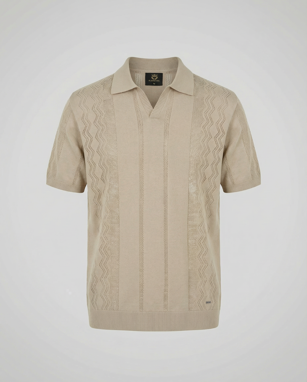Vertical-Knit Polo Sweater