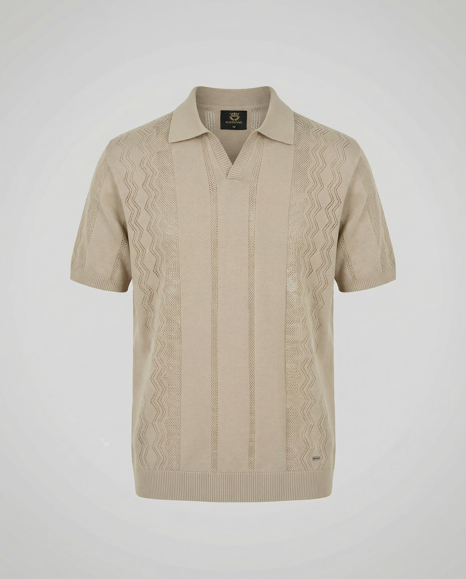 Vertical-Knit Polo Sweater