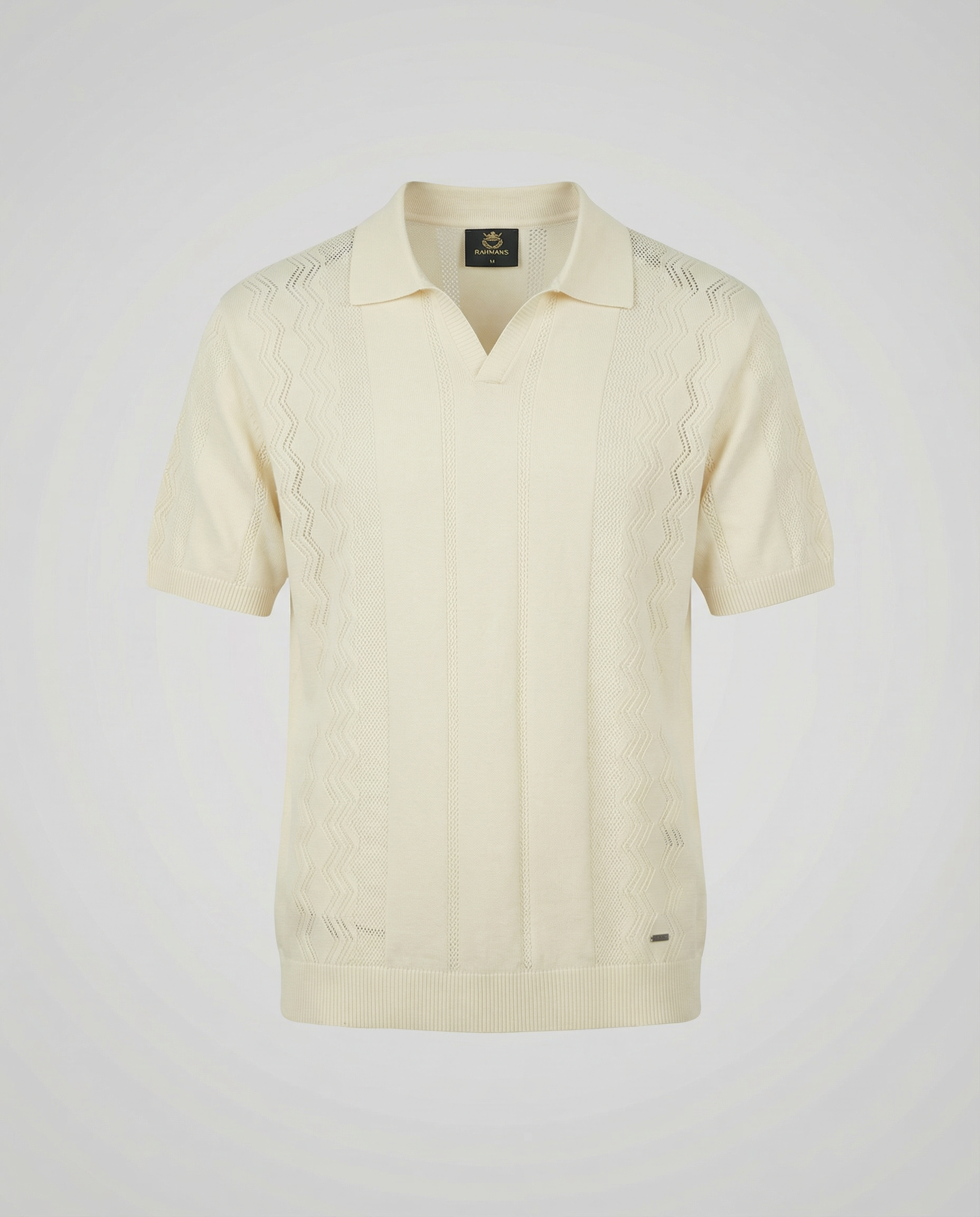 Vertical-Knit Polo Sweater