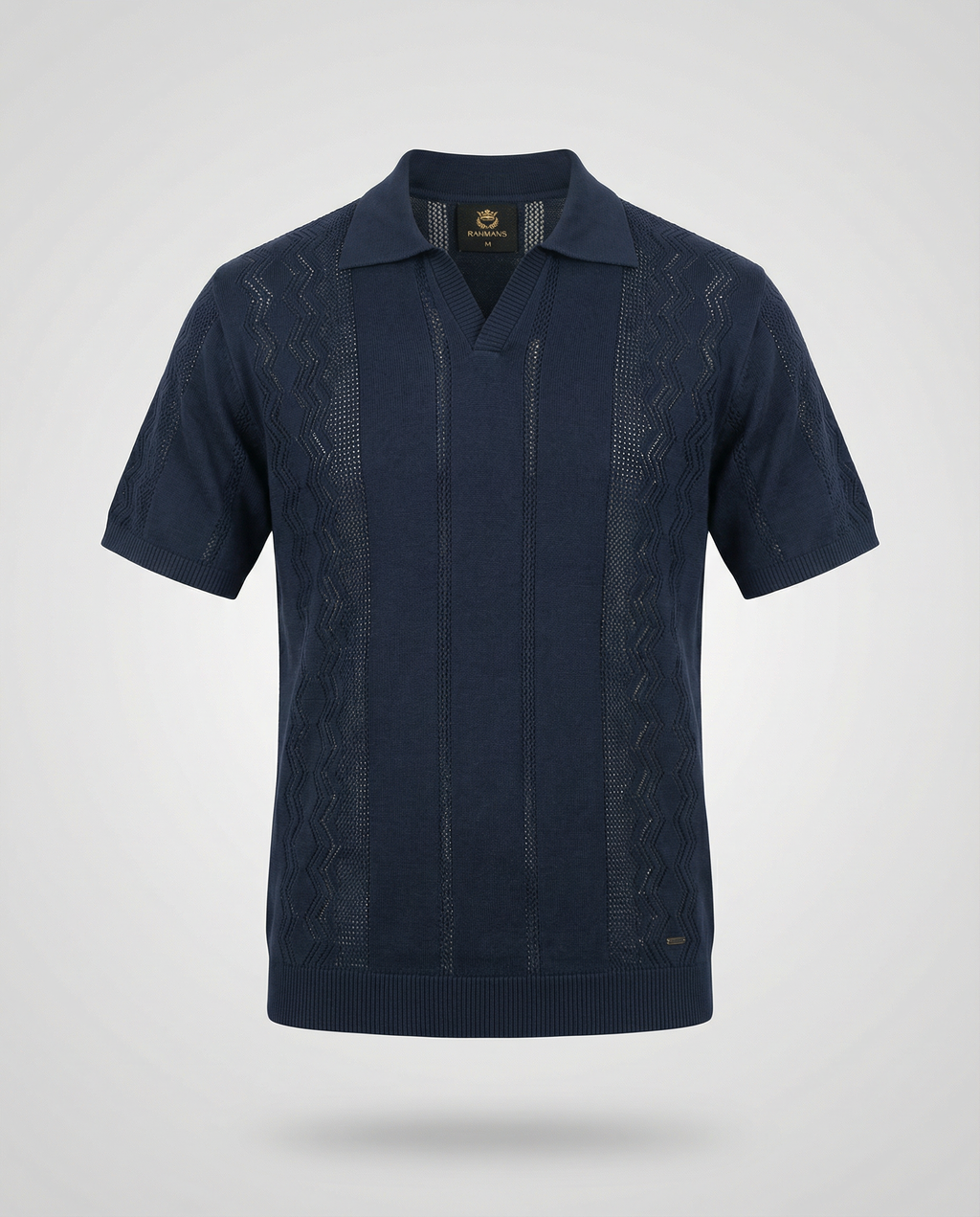 Vertical-Knit Polo Sweater