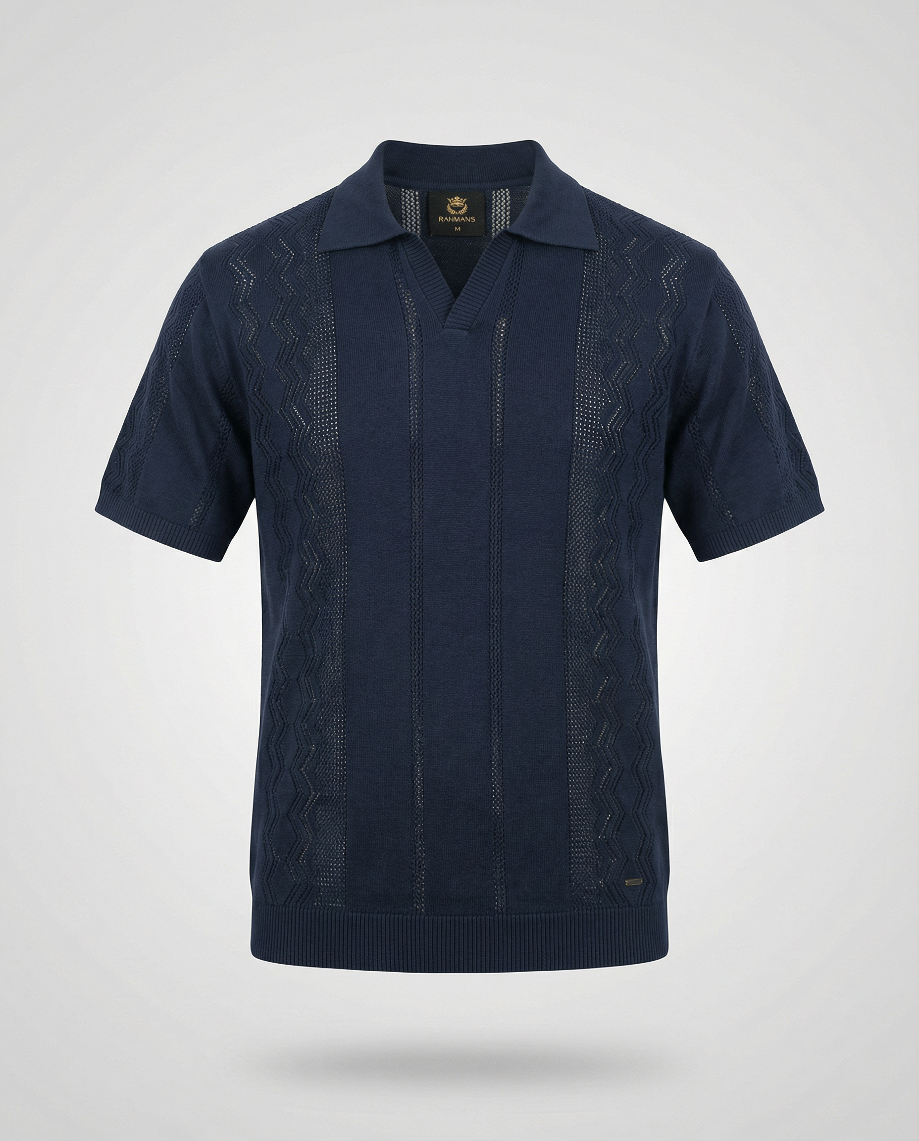 Vertical-Knit Polo Sweater