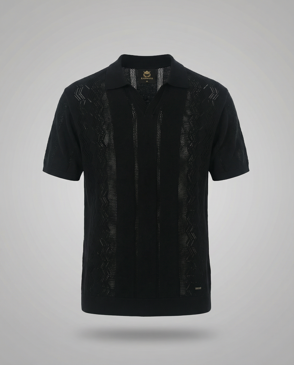 Vertical-Knit Polo Sweater