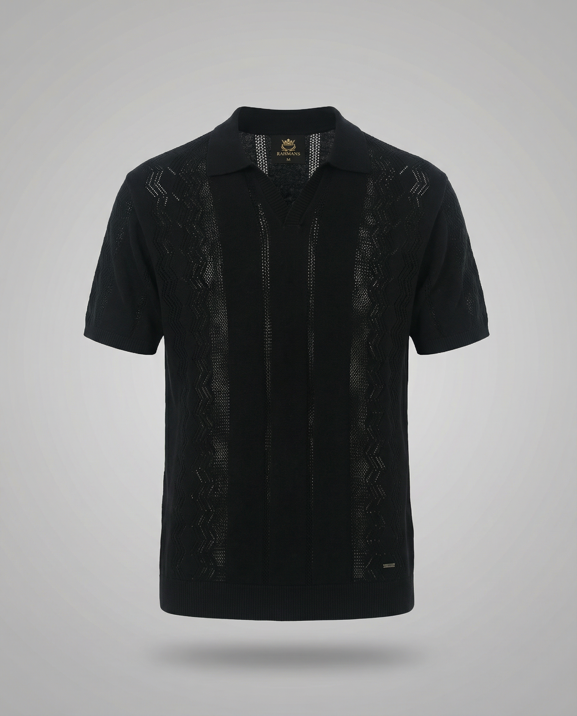 Vertical-Knit Polo Sweater
